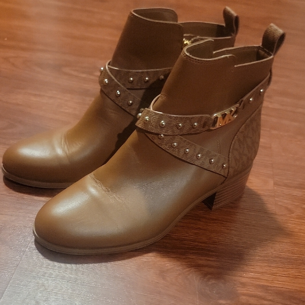 Brown Ankle Boots with Studded Strap